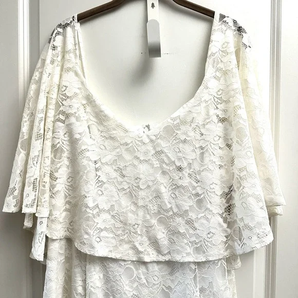 Torrid Ivory Lace Overlay Capelet Sz 20 Wedding Dress Ever After Cloud Dancer - Picture 4 of 16